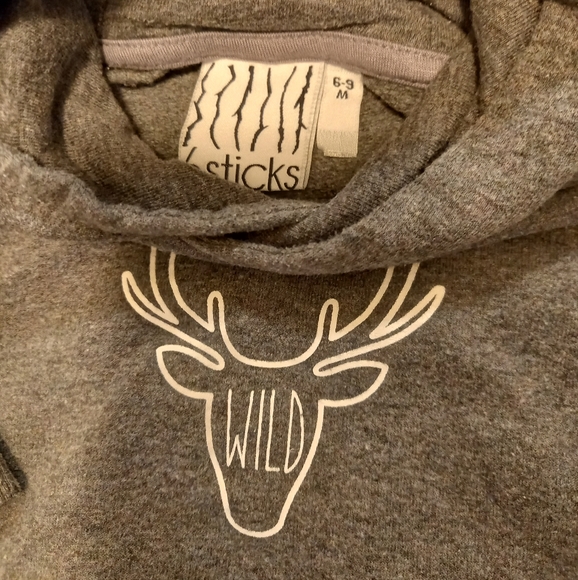 6 Sticks Charcoal Cropped Sweatshirt Hoodie - Picture 3 of 4